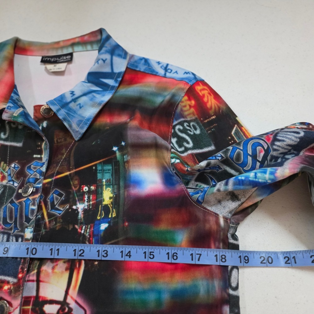 Impulse California Womens Medium NYC Times Square Photo Print Jacket Made in USA - Picture 9 of 11